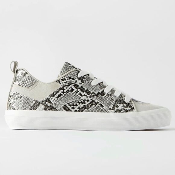 Zara Snake Python Print Sneakers with Suede Leather Trim - Picture 1 of 13